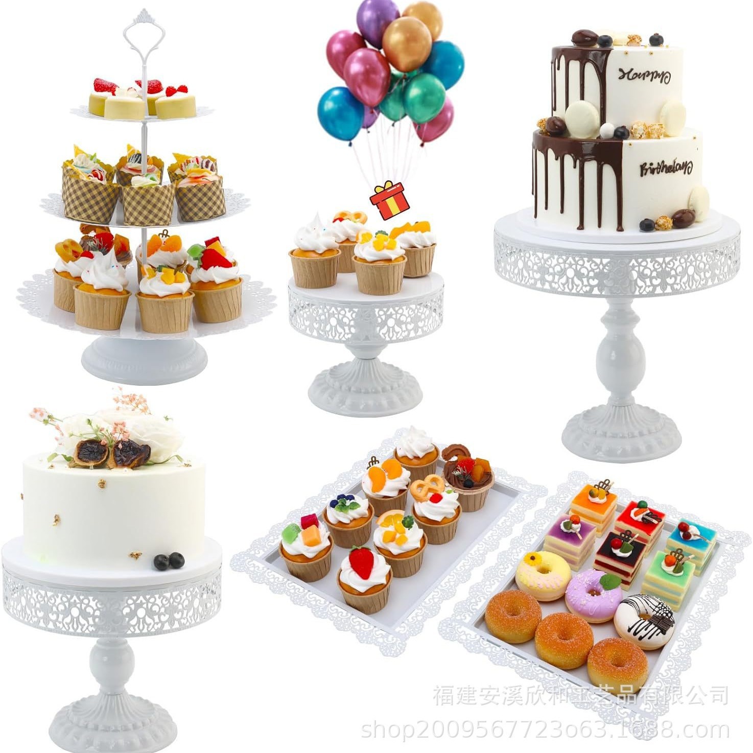 Amazon Hot Sale Cake Stand Cake Showcase, Set de decoración de mesa de postres para pastel de cumpleaños de boda