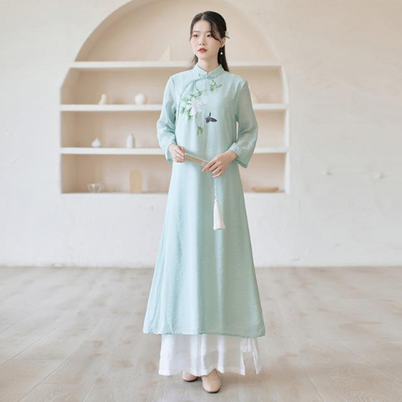 2025 New Autum Chinese Style Improved Version of Han Dynasty Cheongsam Dress Suit Chinese Tea Suit Zen Two-Piece Set 2025 New Autum Chinese Style Improved Version of Han Dynasty Cheongsam Dress Suit Chinese Tea Suit Zen Two-Piece Set