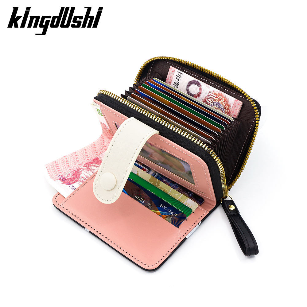 Cute conejo impresión billetera de mujer corta tarjeta de órgano hebilla bolso de cambio bolso de identificación con cremallera bolso de mano