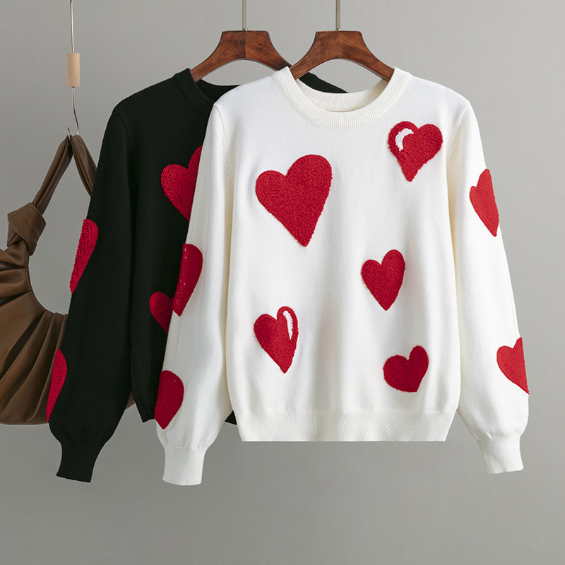 Women's Sweater Long Sleeve Sweaters & Cardigans Casual Simple Style Heart Shape display picture 5