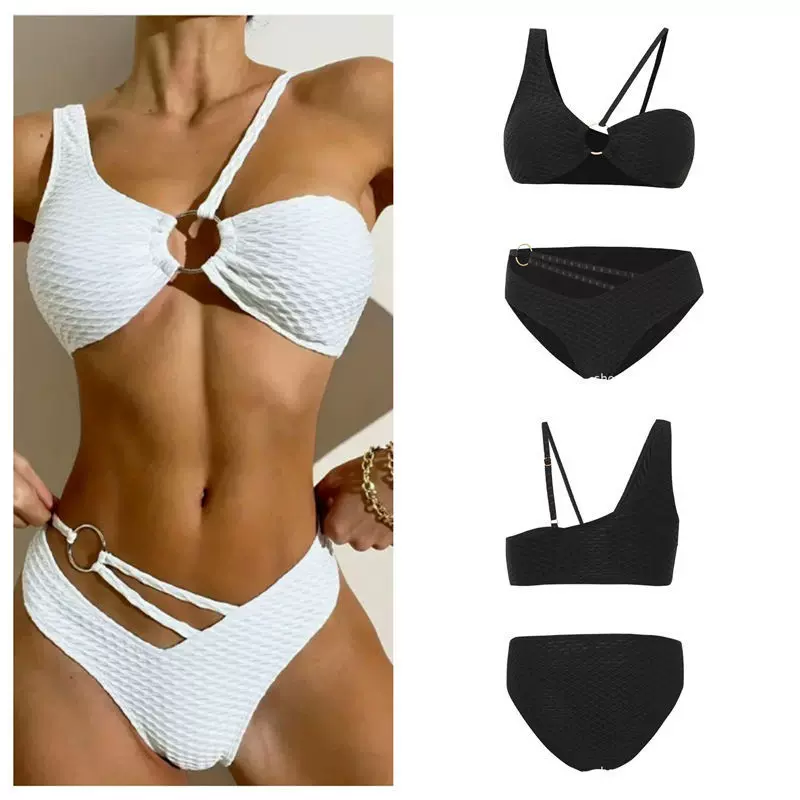 泳衣女25新款bikini纯色欧美跨境性感泳装三角分体比基尼爆款分体
