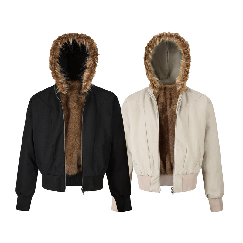 Eme Retro Mountain Lion Jacket Silver Fox Detachable Deconstructed Mountain Eagle Hooded Washed Military Canvas Jacket for Men and Women