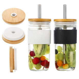 Bamboo Lid Mason Bottle Mason Jar Label Mouth Wide Mouth Bamboo Lid Beverage Bottle Sealed Jar Lid Bamboo Lid