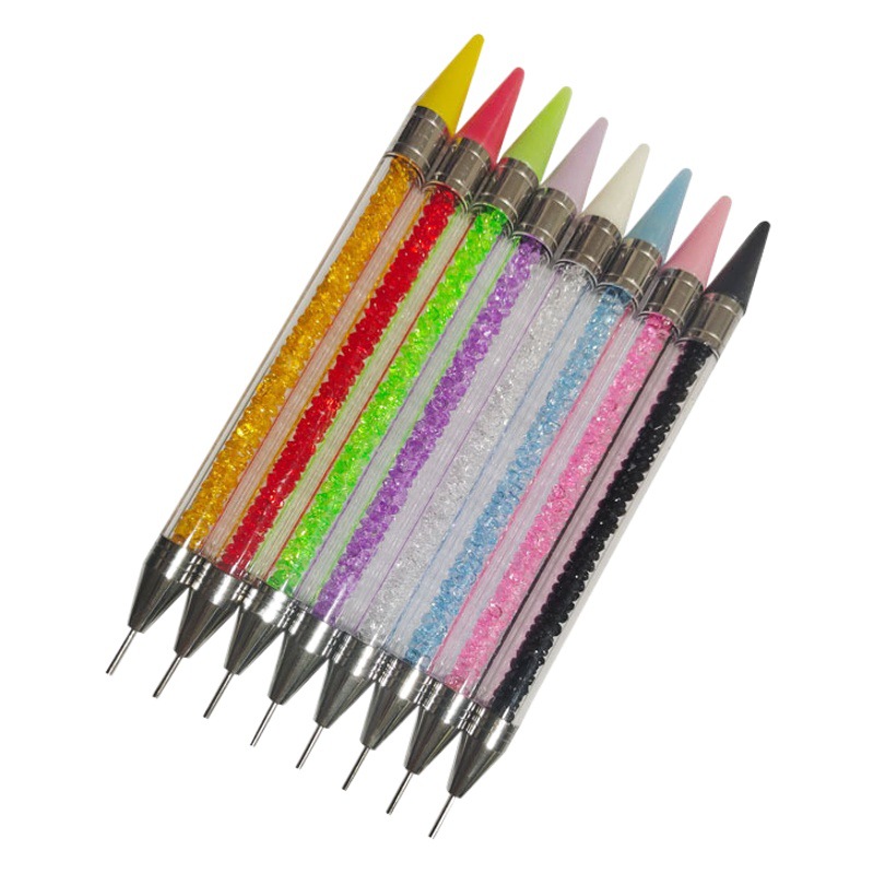 Nail Art Crayon Dot Drill Pen Double-Ended Embossed Pen Silicone Pen Dot Drill Crayon Multi-Functional Adhesive Diamond Manicure Tool