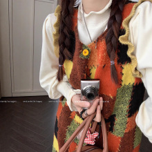 春秋季毛呢背心连衣裙女森系内搭毛衣小个子女装穿搭套装马甲长裙
