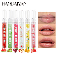 handaiyan cross-border 6-color fruit-based liquid lip oil, hydrating, moisturizing lip glaze, diluting lip lines, anti-chapped lip gloss