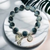 B39 Sea Blue Jade Broken Pearl Blessing Board Butterfly Bracelet