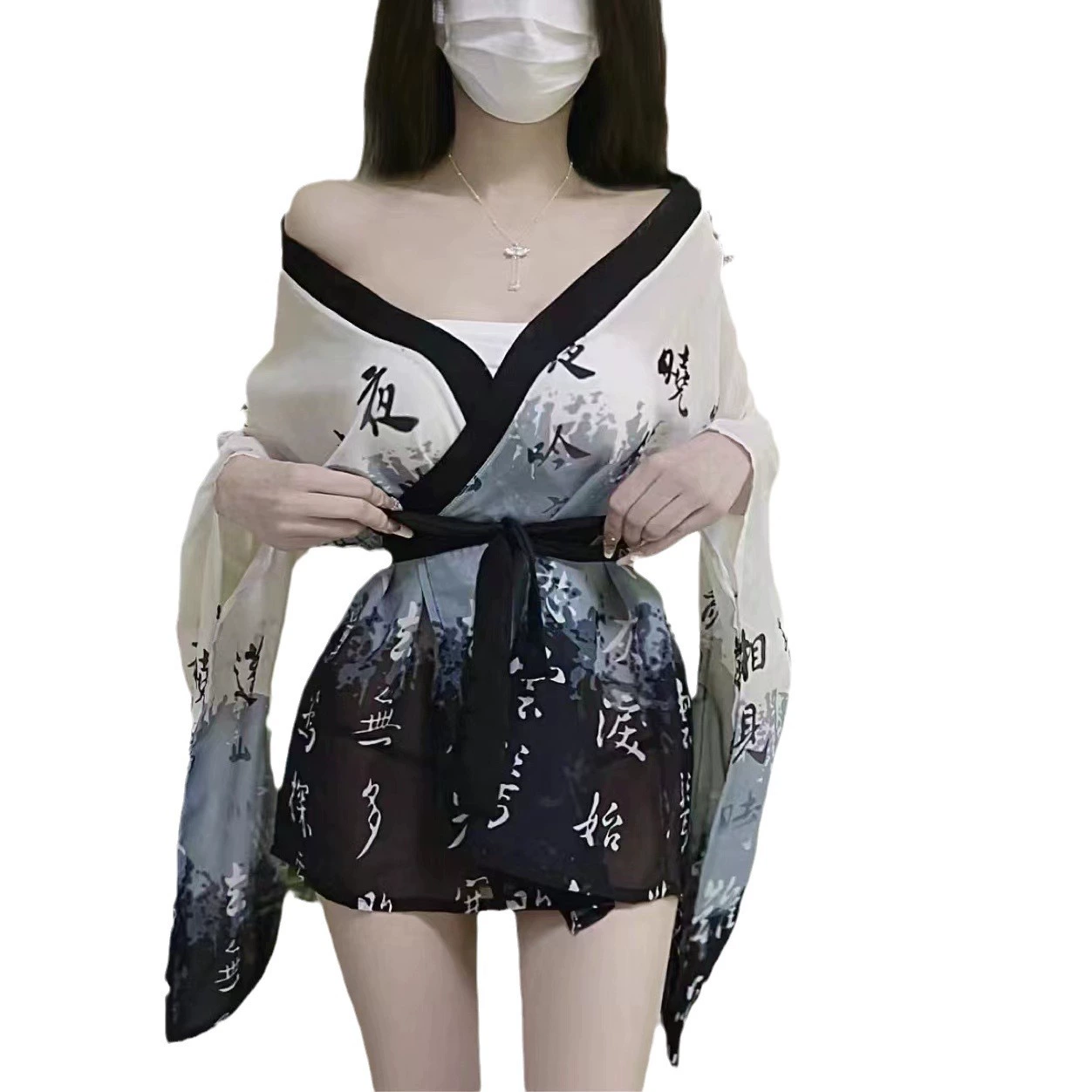 Набор униформы нижнего белья Bodysuit, костюм для косплея, размеры 80–130 фунтов (полупрозрачный многокомпонентный)