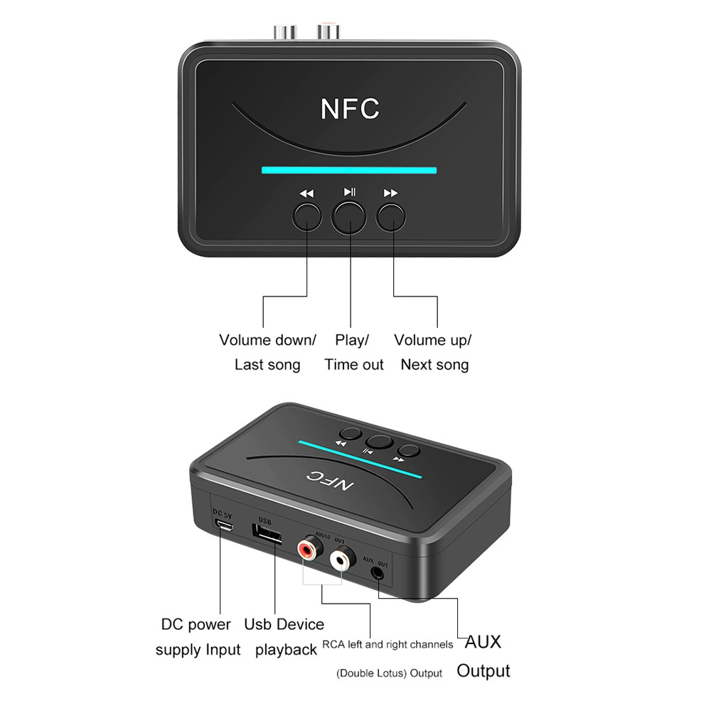 BT200 Bluetooth 5.0 приемник NFC беспроводной Bluetooth адаптер RCA/диск плеер автомобильный Bluetooth приемник