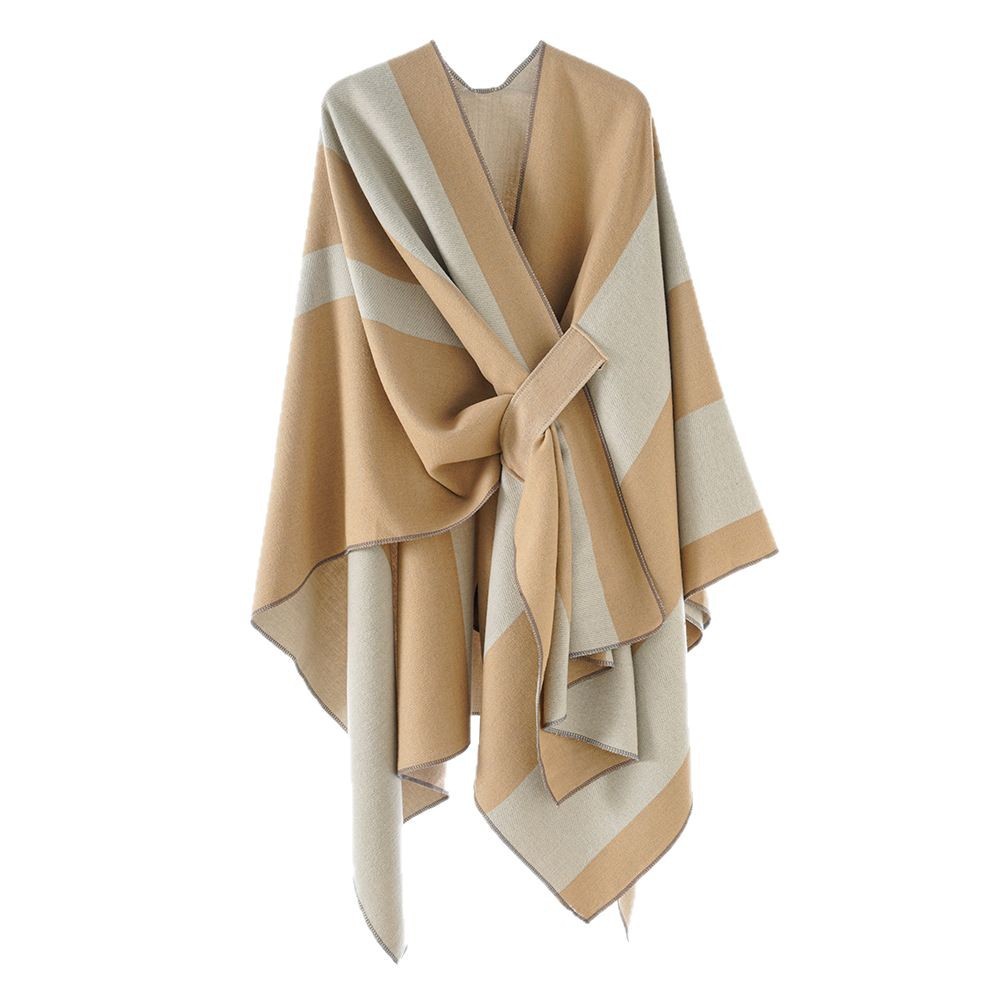 Marco de puertas estriado turístico europeo y americano mantas de doble cara bufandas cálidas de color sólido para mujeres más barra chal