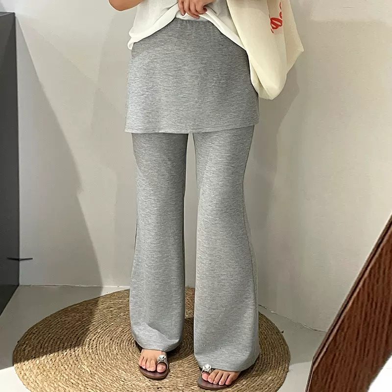 大码女装小众设计感拼接屁帘长裤2025夏胖mm高腰微喇拖地裤NK1188