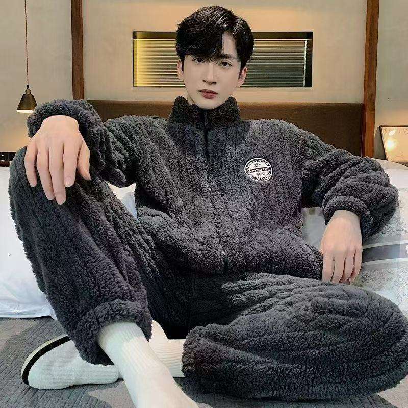 Autumn and Winter Men's Pajamas, Home Clothes Set, Coral Velvet New Style, Thickened Velvet, Warm Suit, Casual High Wear