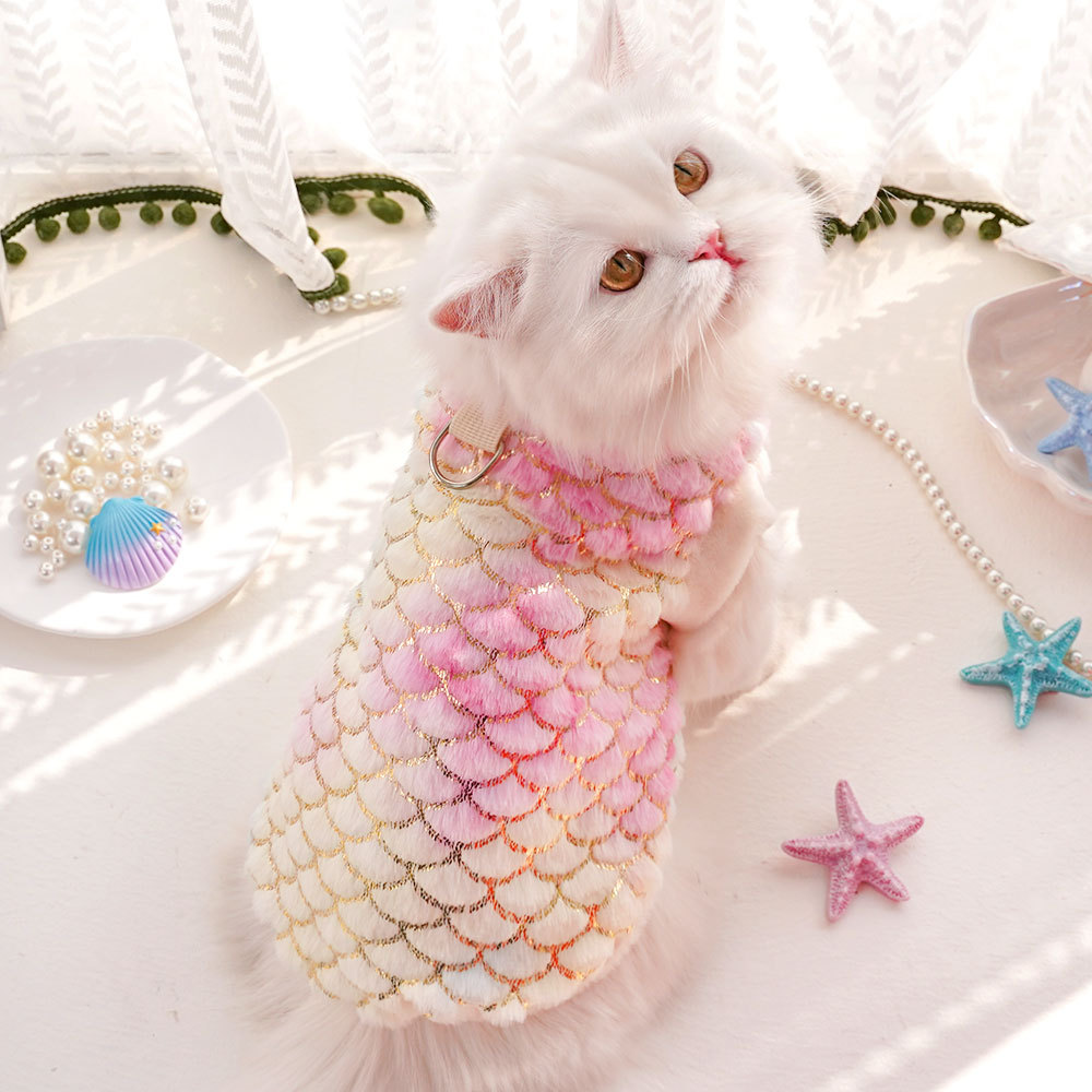 Ropa de gato para perros otoño e invierno cálido franela sirena ropa de dos patas para perros medianos y pequeños suministros para mascotas al por mayor
