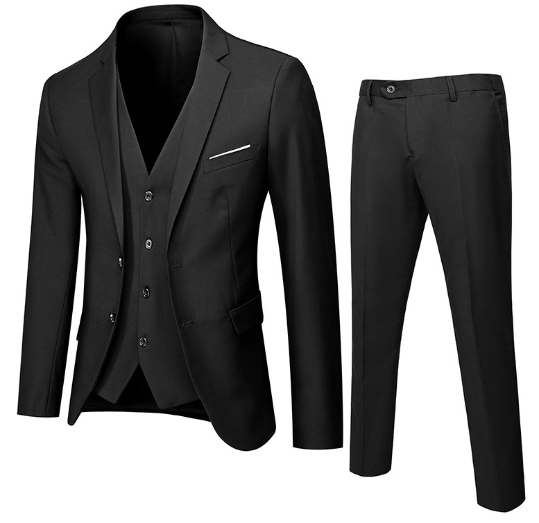 Traje de tres piezas casual de negocios de una sola fila de un botón novio mejor traje de hombre traje de estilo coreano pequeño traje slim fit