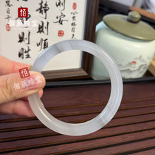 冰种水墨玉白月光玉手镯 冰料水墨丹青女款玉镯灰白冰翠手镯批发