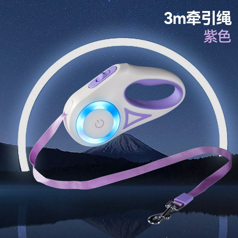 Nueva LED luminosa correa retráctil automática correa de perro suministros para mascotas Correa transfronteriza al por mayor