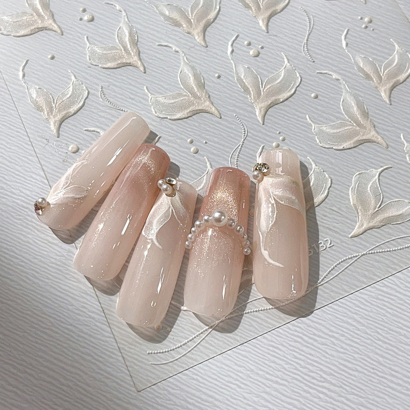 New Fishtail Manicure Embossed Stickers Internet Celebrity Popular Ocean Mermaid Adhesive Nail Stickers Cartoon Decoration Wholesale