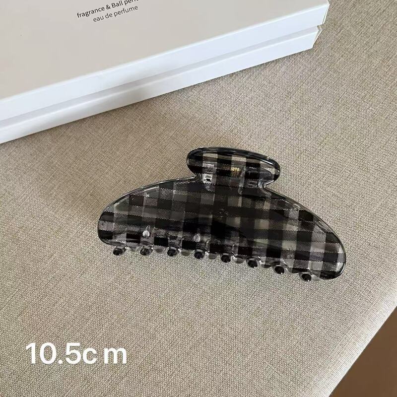 韩版氛围感透明蓝黑格子抓夹仿醋酸大号发夹后脑勺盘发鲨鱼夹发饰|undefined