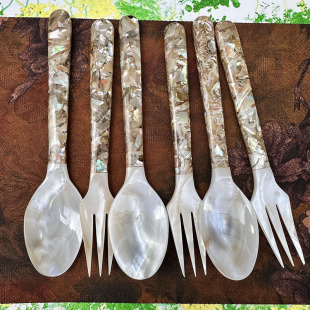 16cm ins style creative shell spoon vintage fork spoon tableware coffee spoon dessert fork high color value fork spoon combination