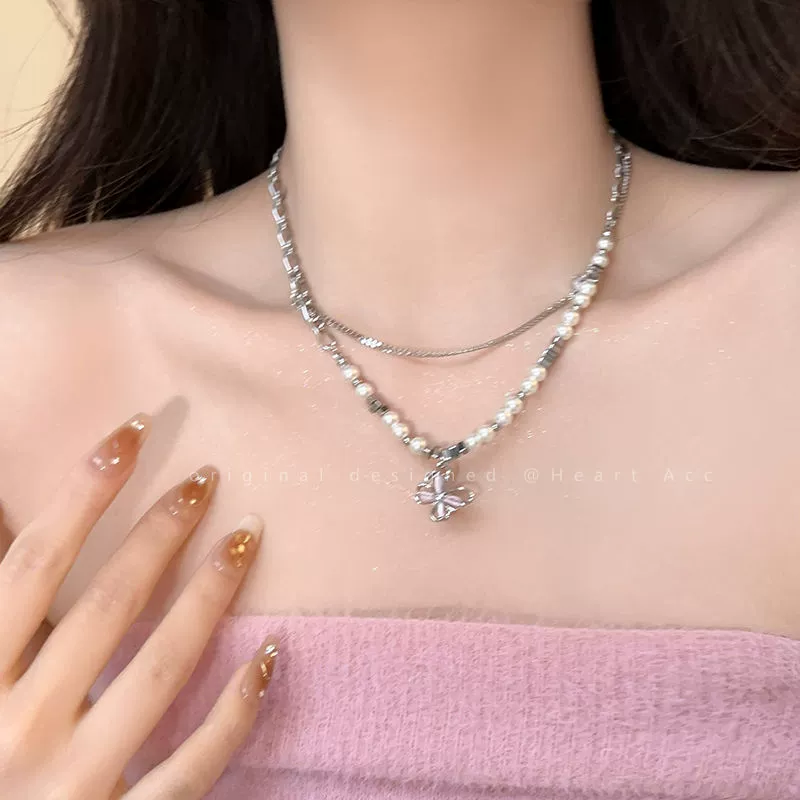 Ожерелье с жемчугом, цепочка для ключей/сумки из нержавеющей стали, аксессуар, кошачий глаз, стиль высокого качества