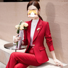 西装套装女秋冬新款时尚气质女神范休闲百搭喇叭裤西服两件套