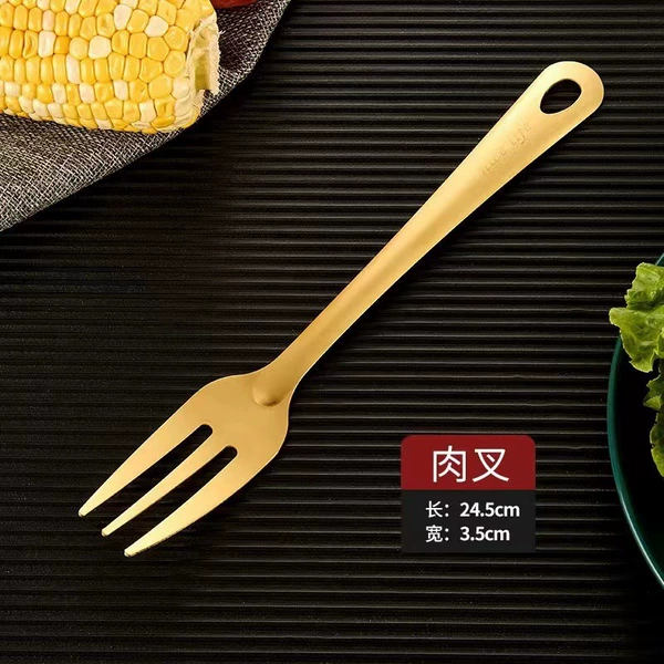 Gold -plated round tail meat fork