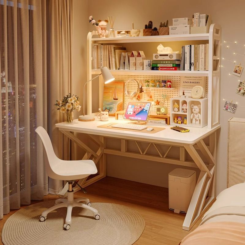 Perforated Board Desk Bookshelf Integrated Table Home Bedroom Study Table Student Writing Desk Desktop Computer Table