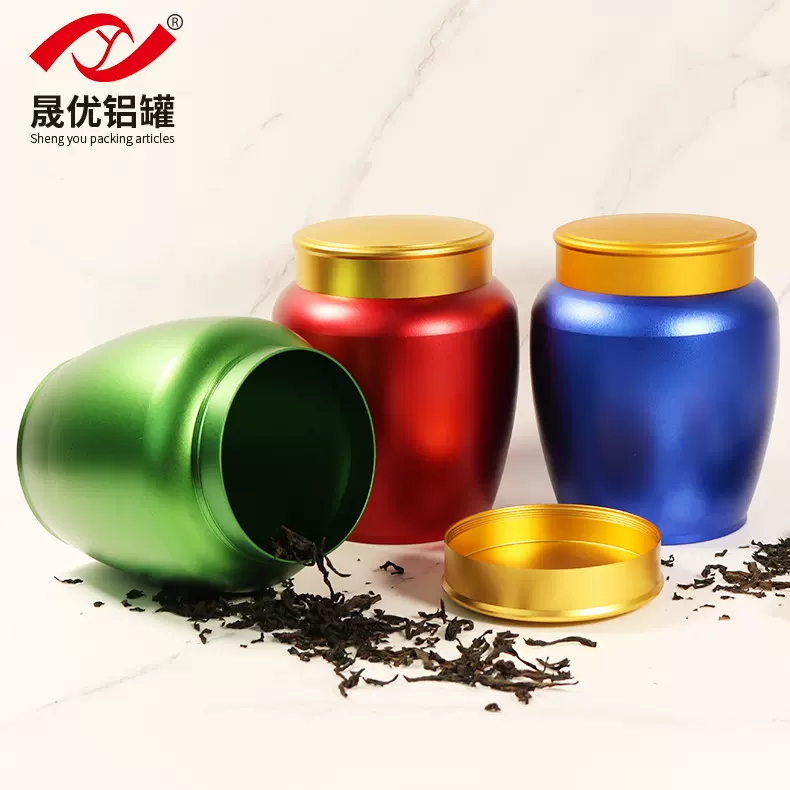 家用大号螺旋茶叶铝罐肉桂红茶铝合金大茶缸茶叶包装钛合金密封罐