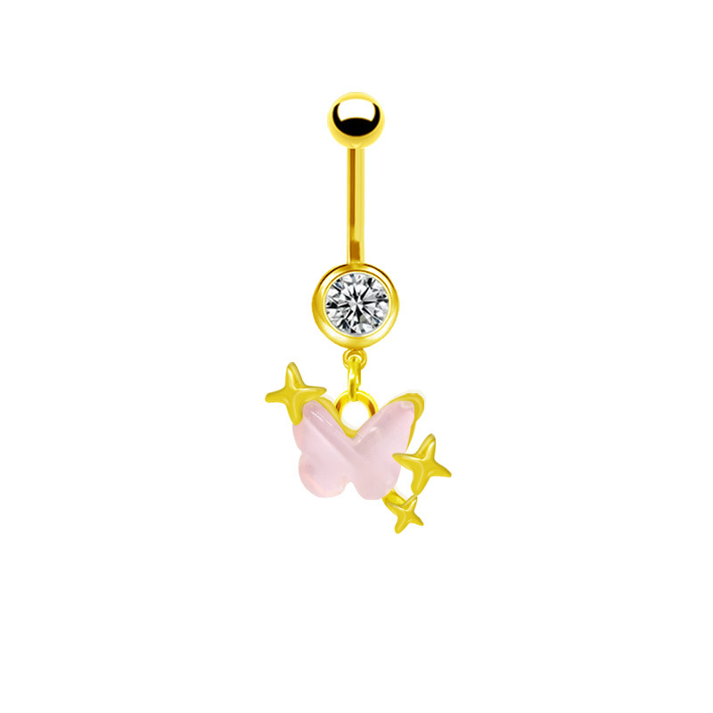 Schmetterling Blume Bauchnabelpiercing Trendiger Navelschmuck_voghion.com