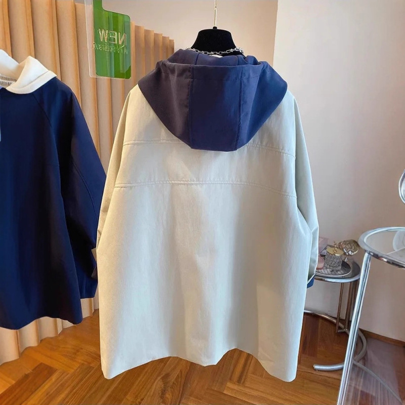 连帽冲锋衣外套中长款春秋季新款宽松显瘦百搭运动休闲棒球服风衣|undefined