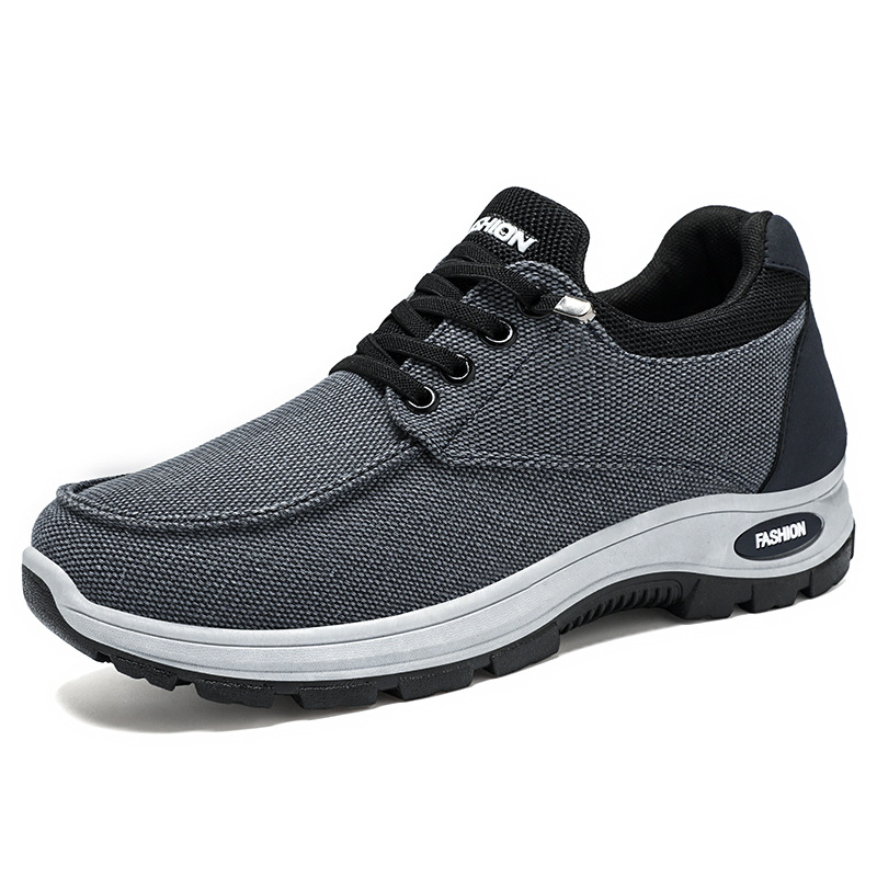 Zapatos deportivos de primavera para hombre, zapatos para caminar transpirables, zapatos para correr cómodos con suela blanda, zapatos de suela gruesa, zapatos de tela de boca baja para hombre