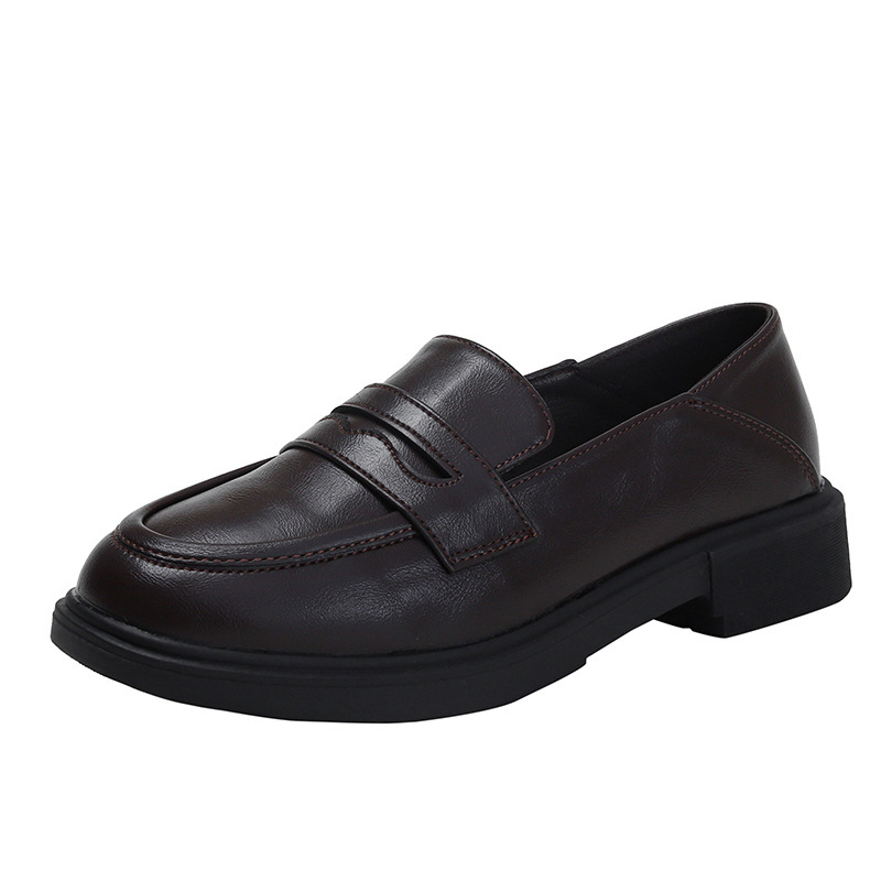 Women's Loafers 2026 Spring And Autumn New Flat Mary Jane British Style Small Leather French Black Casual Fashion Shoes_voghion.com