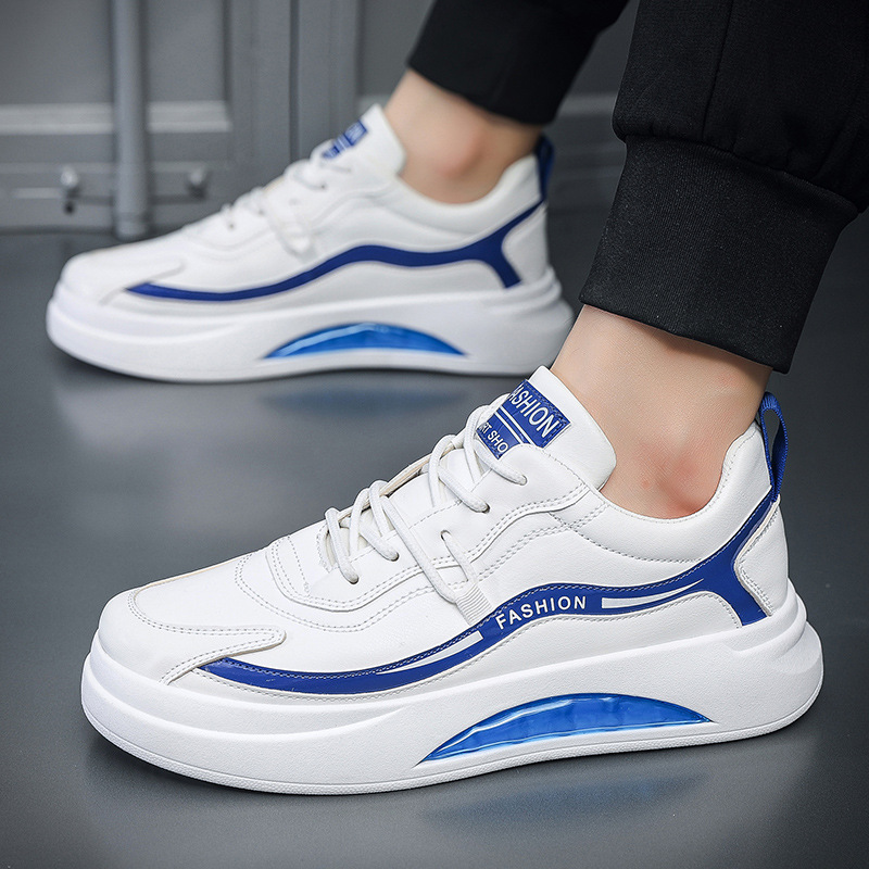 男鞋2023新款春季男鞋厚底百搭运动板鞋男士休闲皮鞋真高小白潮鞋