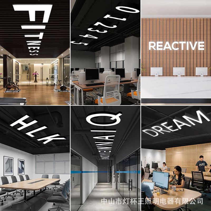 lámpara de letra LED lámpara de forma especial gimnasio centro comercial supermercado de café en línea luz luz de estilo de letra sala de baile candelabros creativos