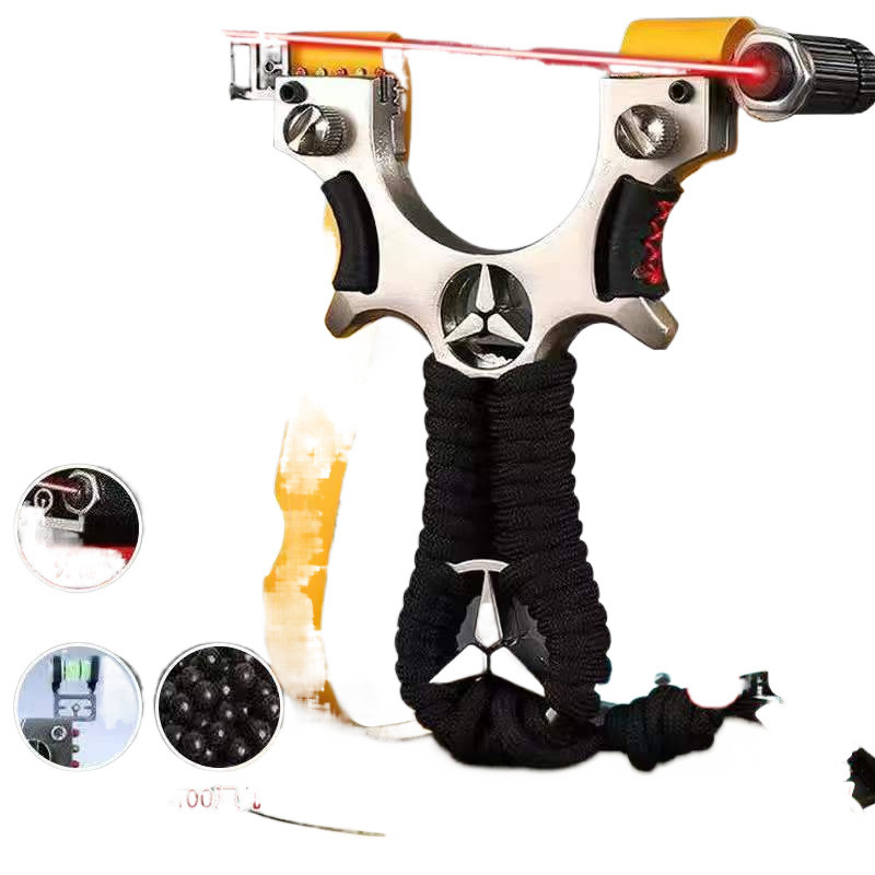 铝合金激光弹弓暴力户外成人竞技扁皮弓专业玩具激光红外线高