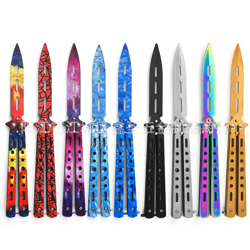 Fábrica al por mayor hoja sin abrir mariposa práctica swing cuchillo mano ejercicio entrenamiento mariposa swing cuchillo juego cuchillo de juguete