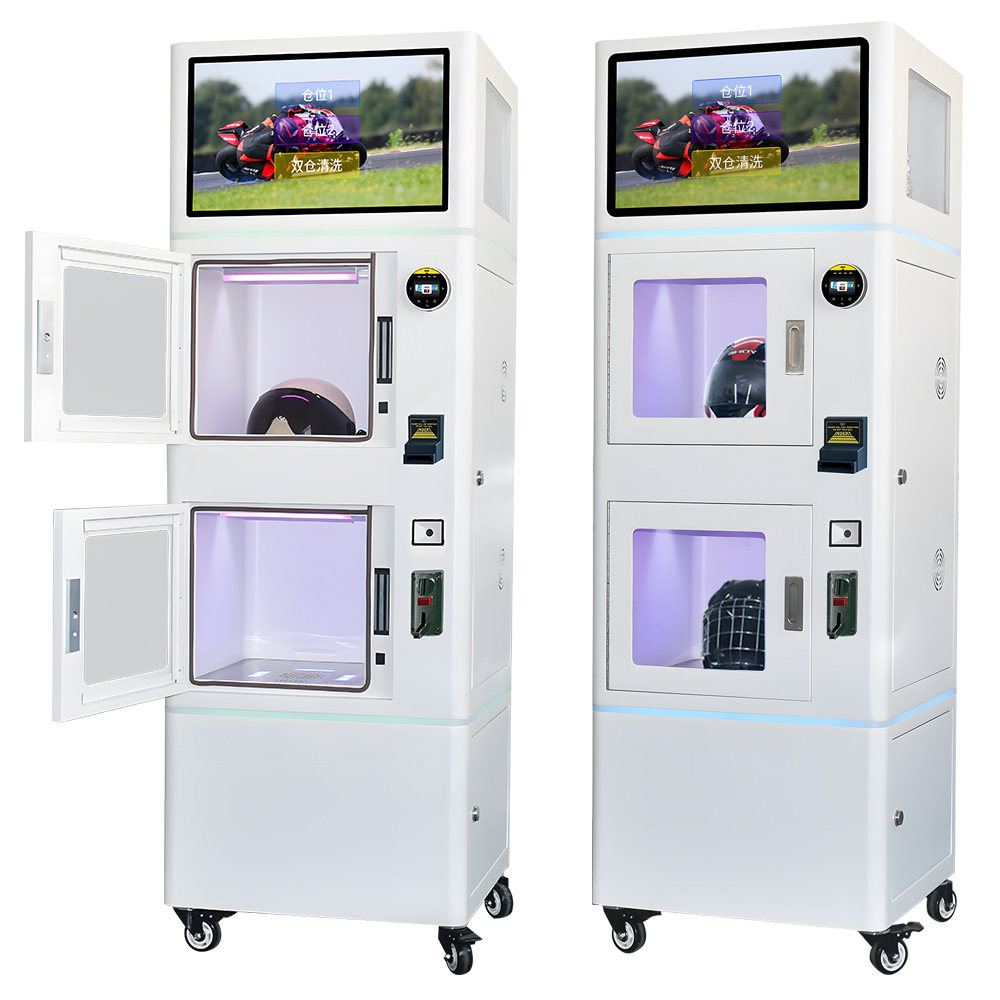 Tarjeta de deslizamiento / monedas / pago en efectivo doble casco limpiador automático casco de motocicleta limpiador de atomización limpiador en seco