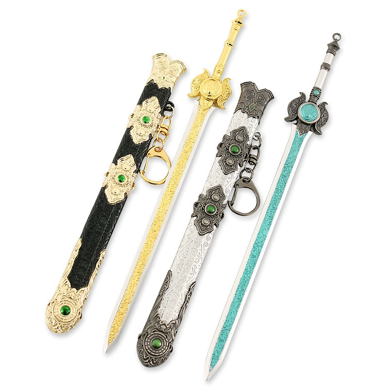 Eternal Tribulation Weapon Metal Weapon 22cm Containing Light and Shadow, Sun and Moon Long Sword in Pot Alloy Weapon Model Keychain