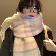 2025新款海马毛格子高级氛围感围巾韩版加厚披肩保暖学生围脖情侣