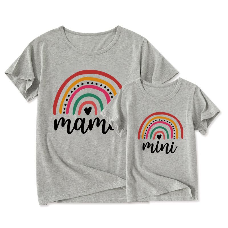 Fashion Letter Rainbow Cotton Printing Family Matching Outfits display picture 7