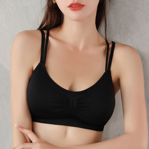 Summer thin strap beautiful backless camisole sleep underwear without wire small chest gathering yoga exercise underwear for women