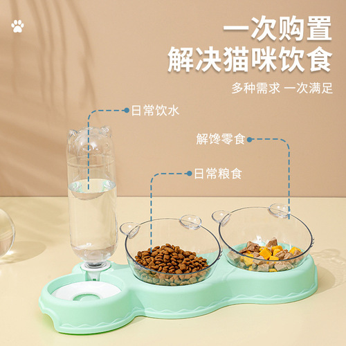 Cross-border dog double bowl automatic pet feeder water fountain cat basin dog bowl cat bowl cat supplies water bowl wholesale