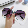 Fashionable trend universal square brand metal sunglasses, gradient