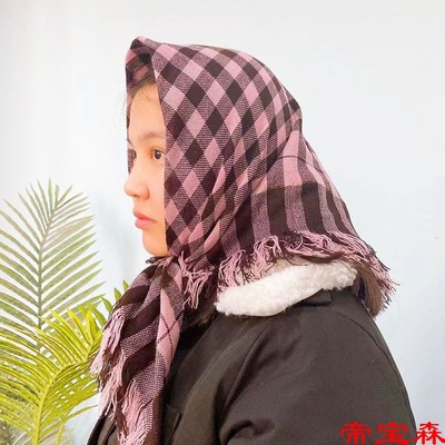 Autumn and winter knitting Baotou the elderly Kerchief thickening keep warm Middle-aged and elderly people scarf Woman old-fashioned Square Scarf