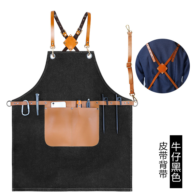 Comercio exterior delantal de lona gruesa logotipo personalizado industria pesada máquina reparación electricista carpintería ropa de trabajo delantal fábrica al por mayor personalizado