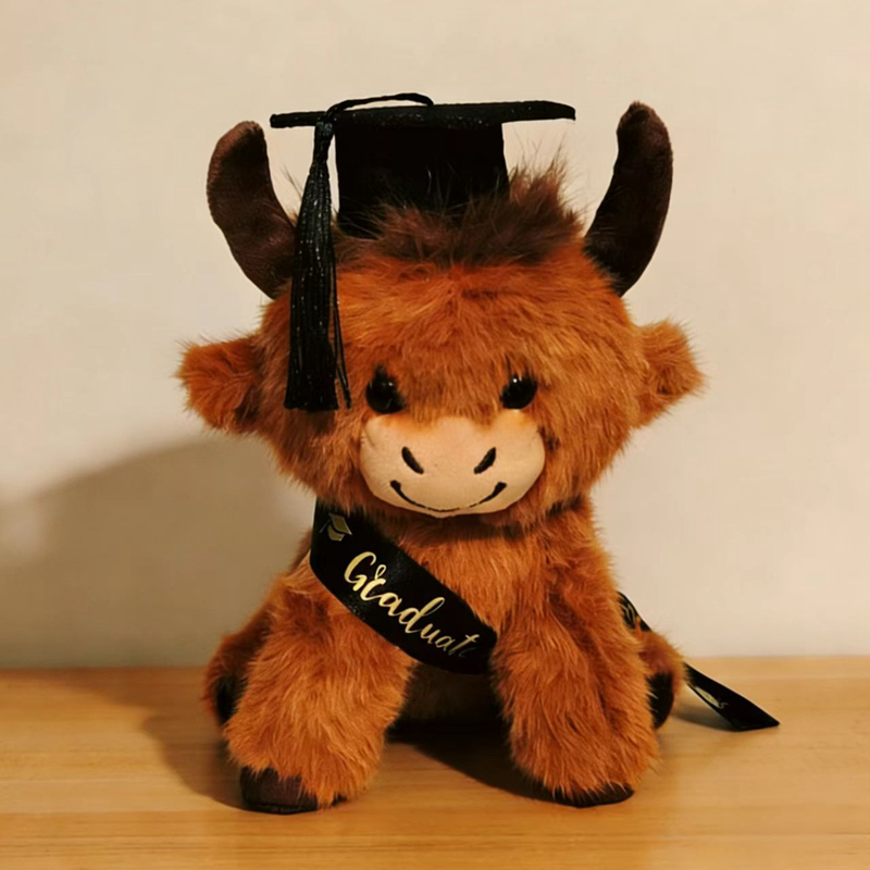 Muñeco de Peluche Vaca Graduación, Franela, Algodón PP, para Graduación, Regalo de Estudiantes image 7