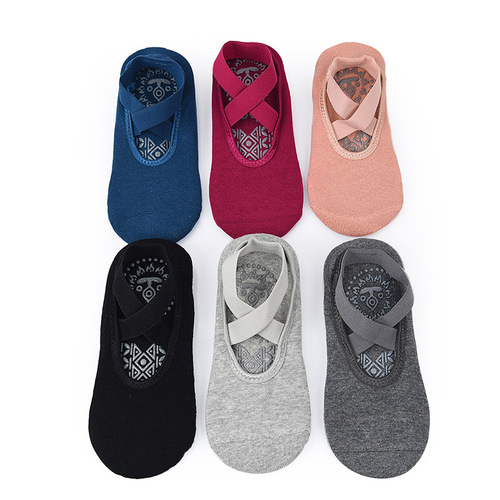 Cross-border yoga socks with interwoven ribbed, thickened anti-slip dot-coated socks, sports dance socks, Pilates ankle breathable