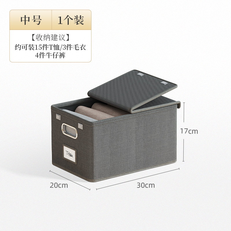 양이온 접이식 뚜껑 저장 상자-중간