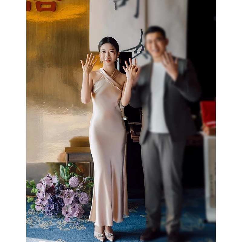 晨袍女新娘婚礼晨拍礼服连衣裙氛围感鱼尾修身订婚裙气质工厂批发