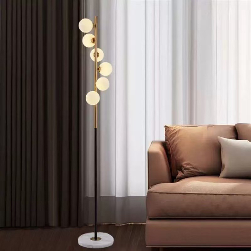 Floor Lamp Nordic Living Room Light Luxury Sofa Lamp Bedroom Model Room Creative Personality Glass Ball Vertical Floor Lamp